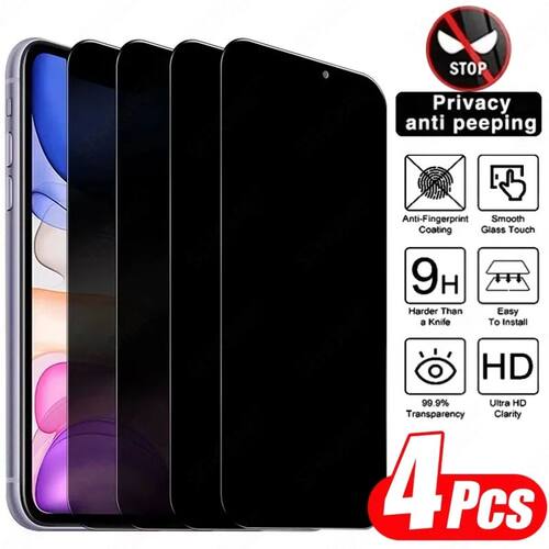 4pcs Anti-Spy Privacy Tempered Glass Screen Protector For iP
