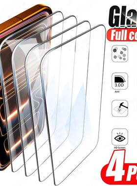 4Pcs HD Tempered Glass Screen Protector For iPhone 11 12 13 14 15 16 17 Pro Max 14 15 16 Plus 17 Air