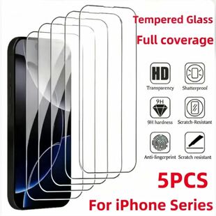 5Pcs HD Tempered Glass Screen Protector For iPhone 11 12 13