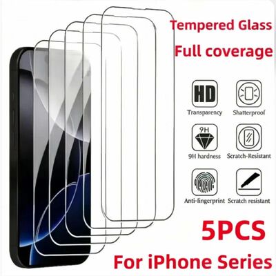 5Pcs HD Tempered Glass Screen Protector For iPhone 11 12 13