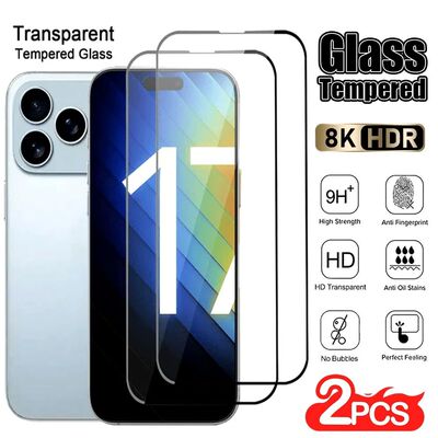 2Pcs Full Cover Screen Protector for iPhone 17 16 15 14 Pro