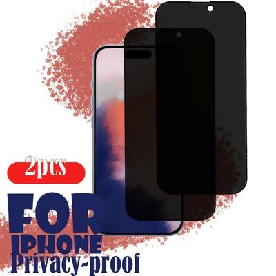 2Pc Tempered Glass Privacy Screen Protector for iPhone Anti Spy Film Smooth Finish Enhanced Security