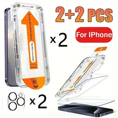 4-in-1 HD Dust Free Tempered Glass for iPhone 16 15 14 Pro M