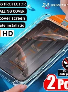 2Pcs Dust Free Installation Privacy Screen Protector For iPhone 15 16 Pro Max Plus Anti-spy Glass