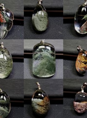 天然水晶绿幽灵吊坠异像水晶项链吊坠银扣头男女水晶挂件毛衣链89