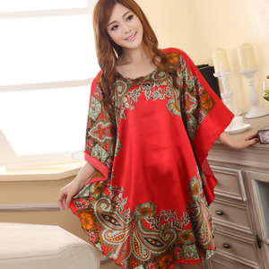 2021夏季加肥加大码宽松睡衣女胖mm200斤夏天睡裙女士短袖冰丝绸