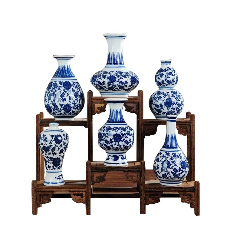 景德镇陶瓷器 青花瓷陶瓷小花瓶 家居摆设件客厅装饰博古架摆设件