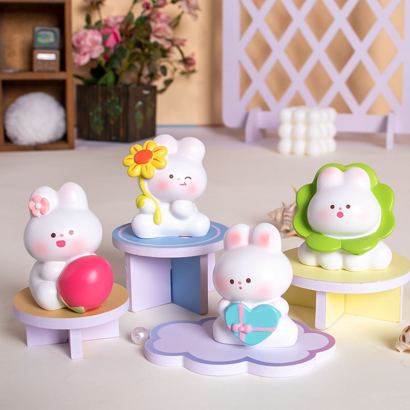 可爱田园小兔子桌面摆件创意电脑工位办公桌温馨装饰摆件公仔礼品