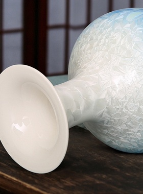 景德镇陶瓷 结晶釉小花瓶家居客厅书房餐厅桌面台面插花摆件