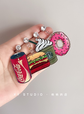 XY STUDIO包邮 手作欧美夸张亚克力水钻耳钉耳环日系原宿拍照
