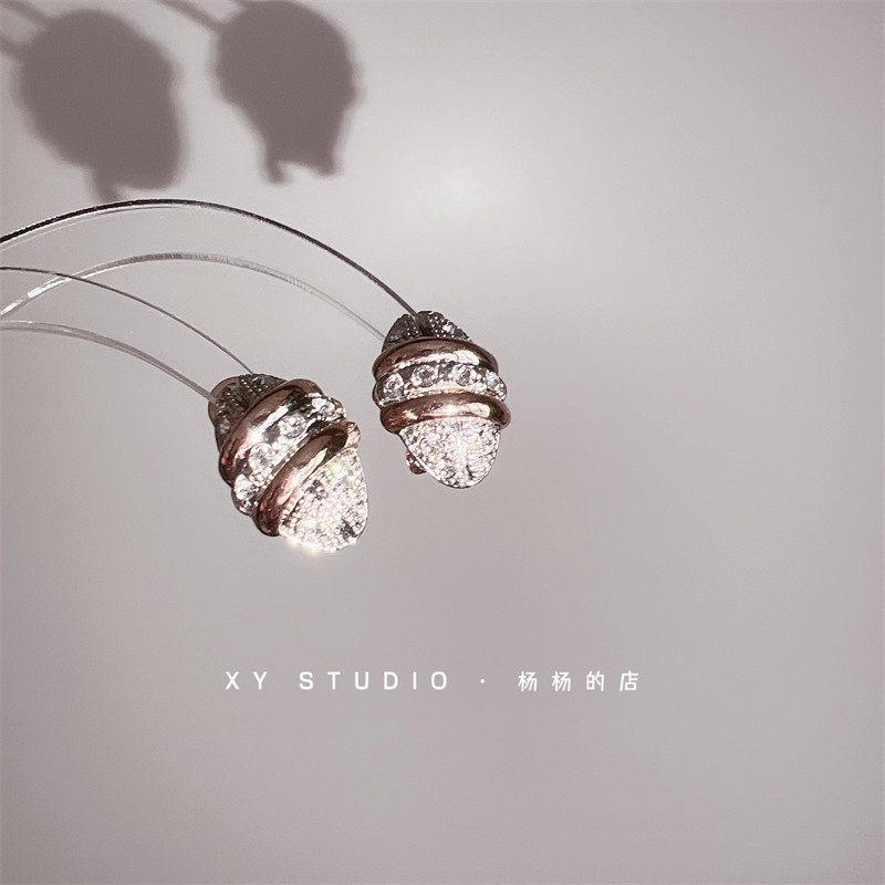 XY STUDIO包邮 韩版欧美精致水钻保色厚金个性气质百搭耳钉耳环女