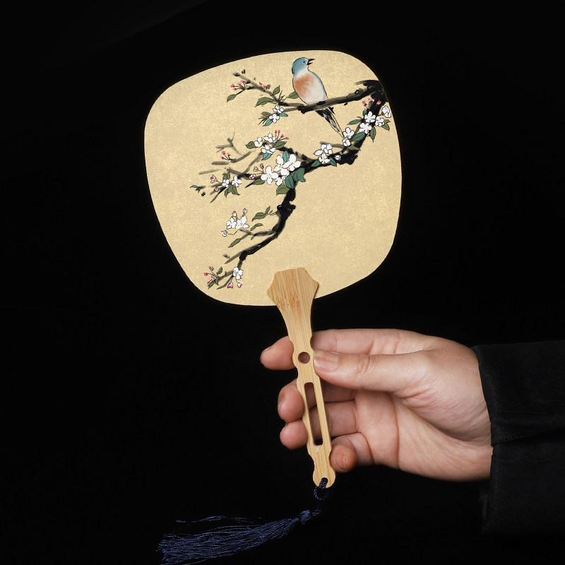 创意diy空白宣纸团扇鎏金小楷作品纸毛笔字书法手绘古风宫扇中国风