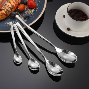 304不锈钢餐勺汤勺特厚长柄勺子1810水滴椭圆高端商用西餐勺刻字