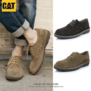 低帮CAT卡特徒步马丁靴男真皮软底反绒皮单鞋 翻毛皮英伦复古工装