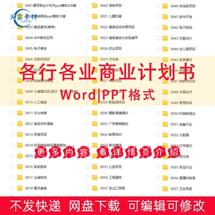 各行业商业计划书案例模板中小企业创业天使轮投融资项目方案word
