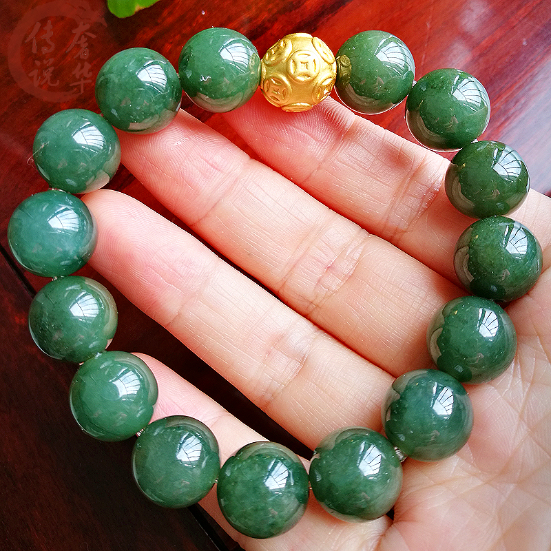 Luxurious Legend Jewellery DIY series natural Emerald pit Oil Green Ock Hand string 13mm Braceletsin the Jewelry/Diamond/Jade/Gold , Jade (New) , 手链/手串 category - from Buy2taobao.com to provide professional Taobao agent buy service