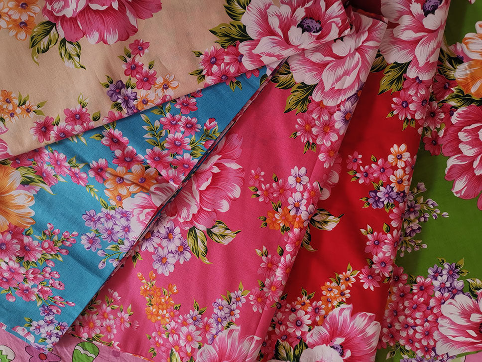 台湾传统客家花布 怀旧复古全棉牡丹花时装布艺手工DIY服饰布置