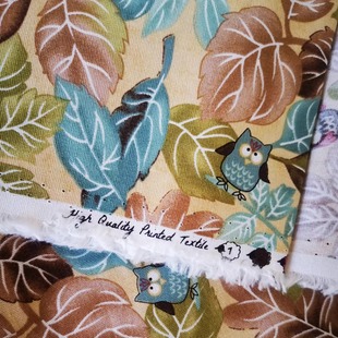 绝版台湾进口纯棉印花布匹 欧美风热带花朵猫头鹰女装裙子手作