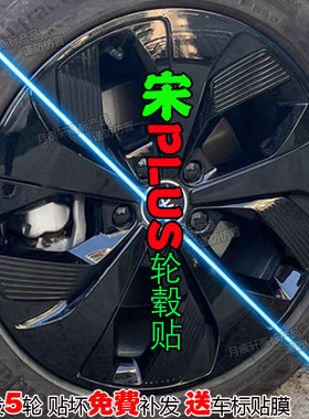 宋PLUS DM-i DMI镭射轮毂贴纸改装饰碳纤维黑车贴变反光划痕修复