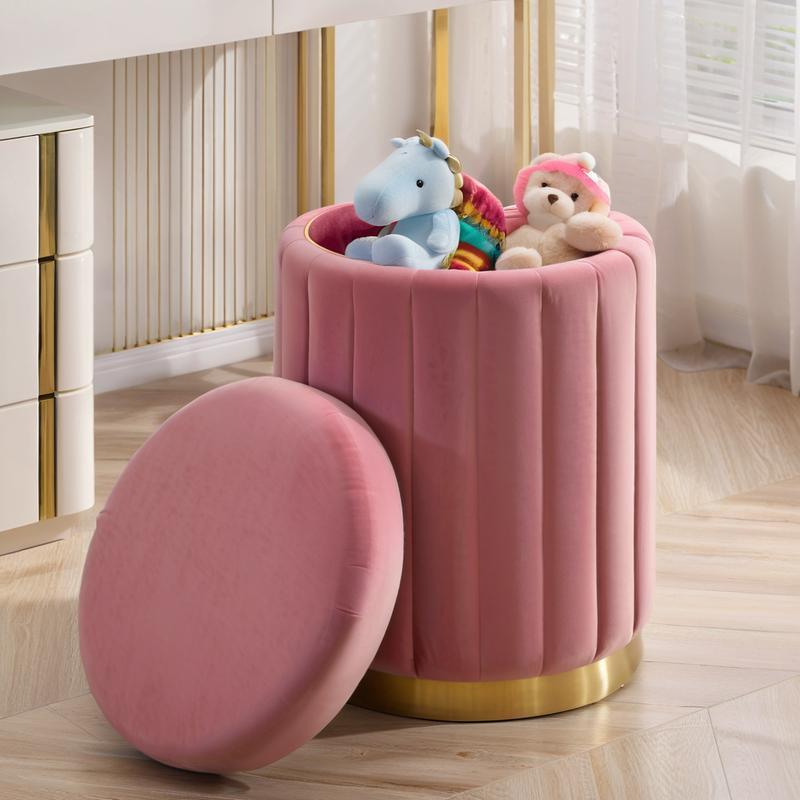 米悦奶油风小凳子客厅家用矮凳收纳储物圆板凳化妆椅子女生卧室梳