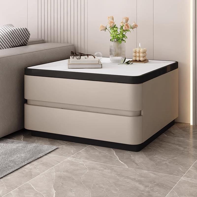 米悦小型简约现代沙发侧边柜边几新款可移动轻奢实木岩板家用客厅