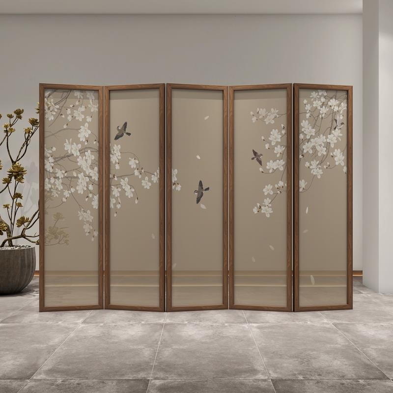 米悦新中式屏风隔断客厅实木移动卧室遮挡家用折叠办公室折屏入户