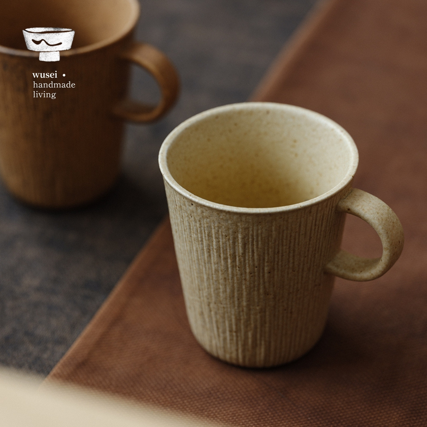 闻说WUSEI 窑变釉马克杯焦糖燕麦陶瓷 侘寂风简约咖啡杯家用茶杯