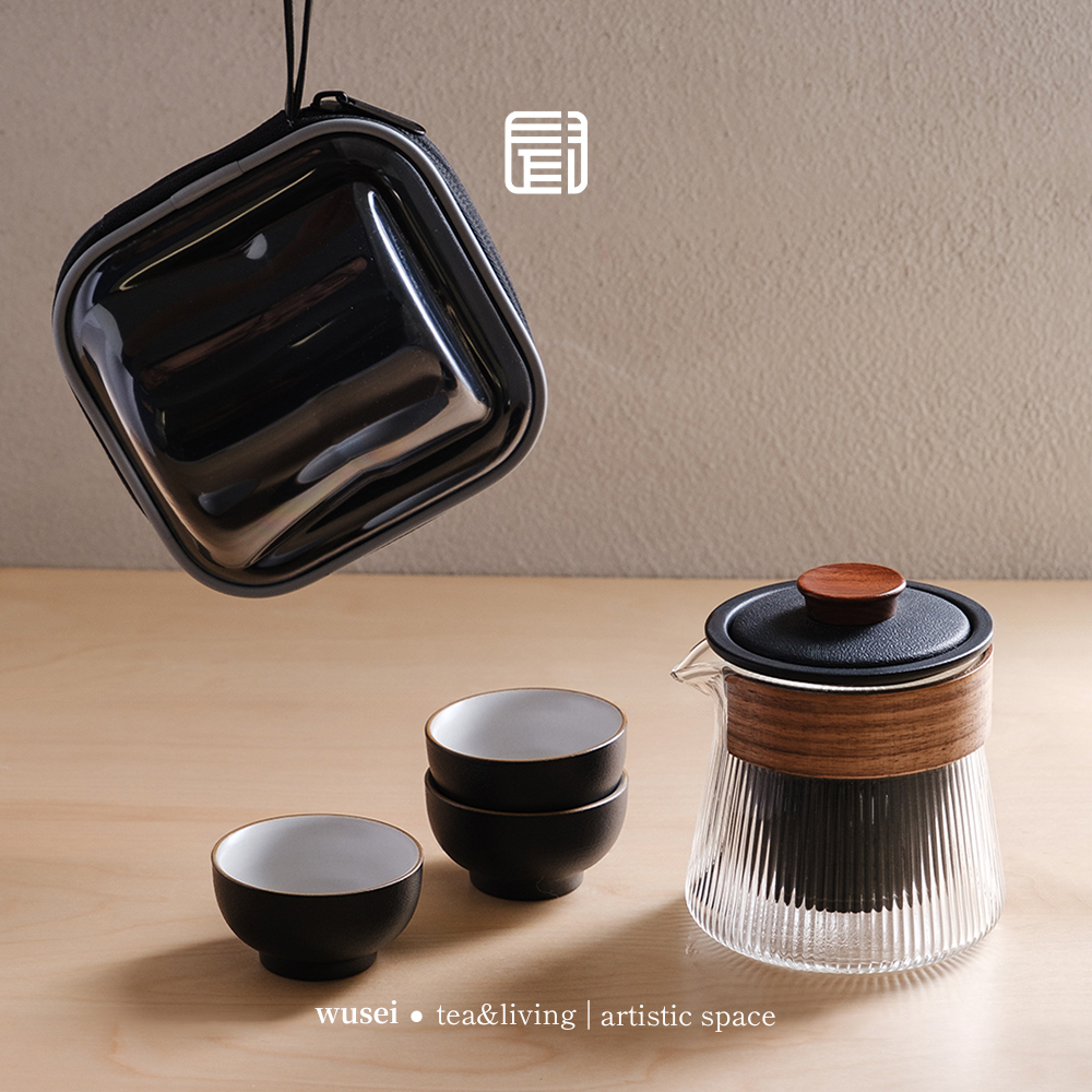 黑砂釉便携旅行茶具套装带茶滤