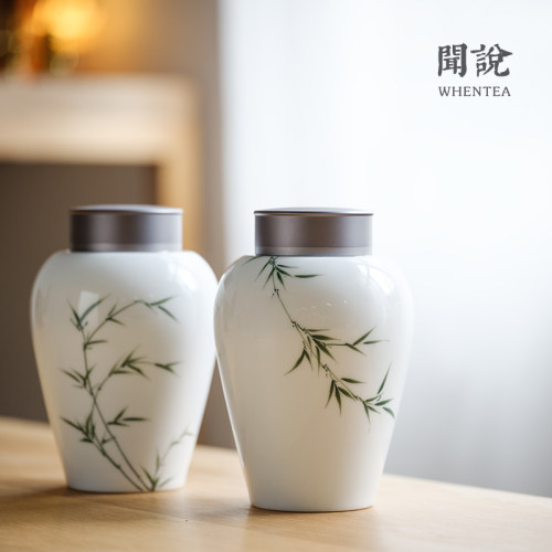 闻说纯手绘陶瓷密封茶叶罐