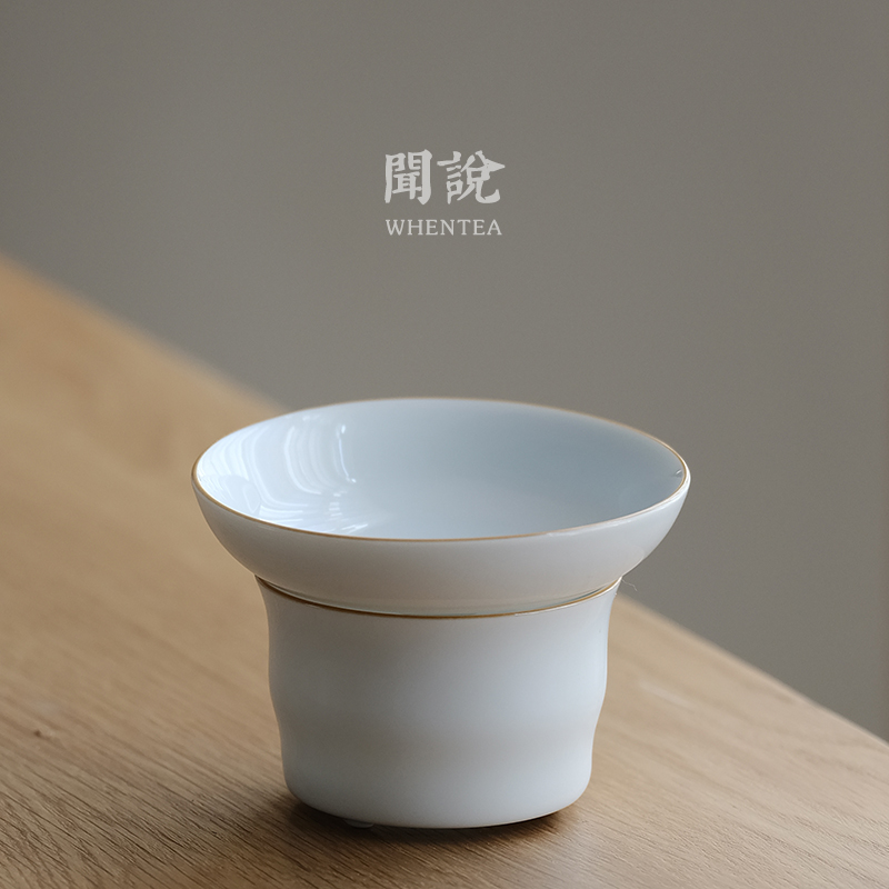 闻说|经典茶滤甜白釉描淡金边