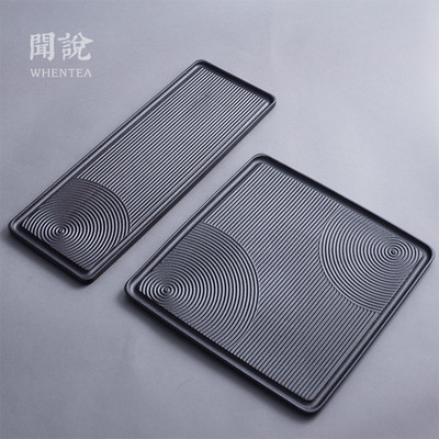 闻说|黑陶茶盘 日式枯山水陶瓷壶承小号茶台 蓄水简约家用干泡台 - 封面