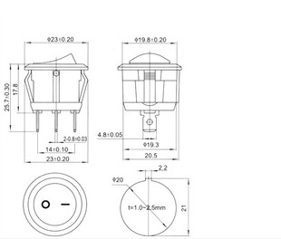 台灯开关电水器挂烫机开关豆浆机蒸蛋OMF器热船关型开开关圆形3脚