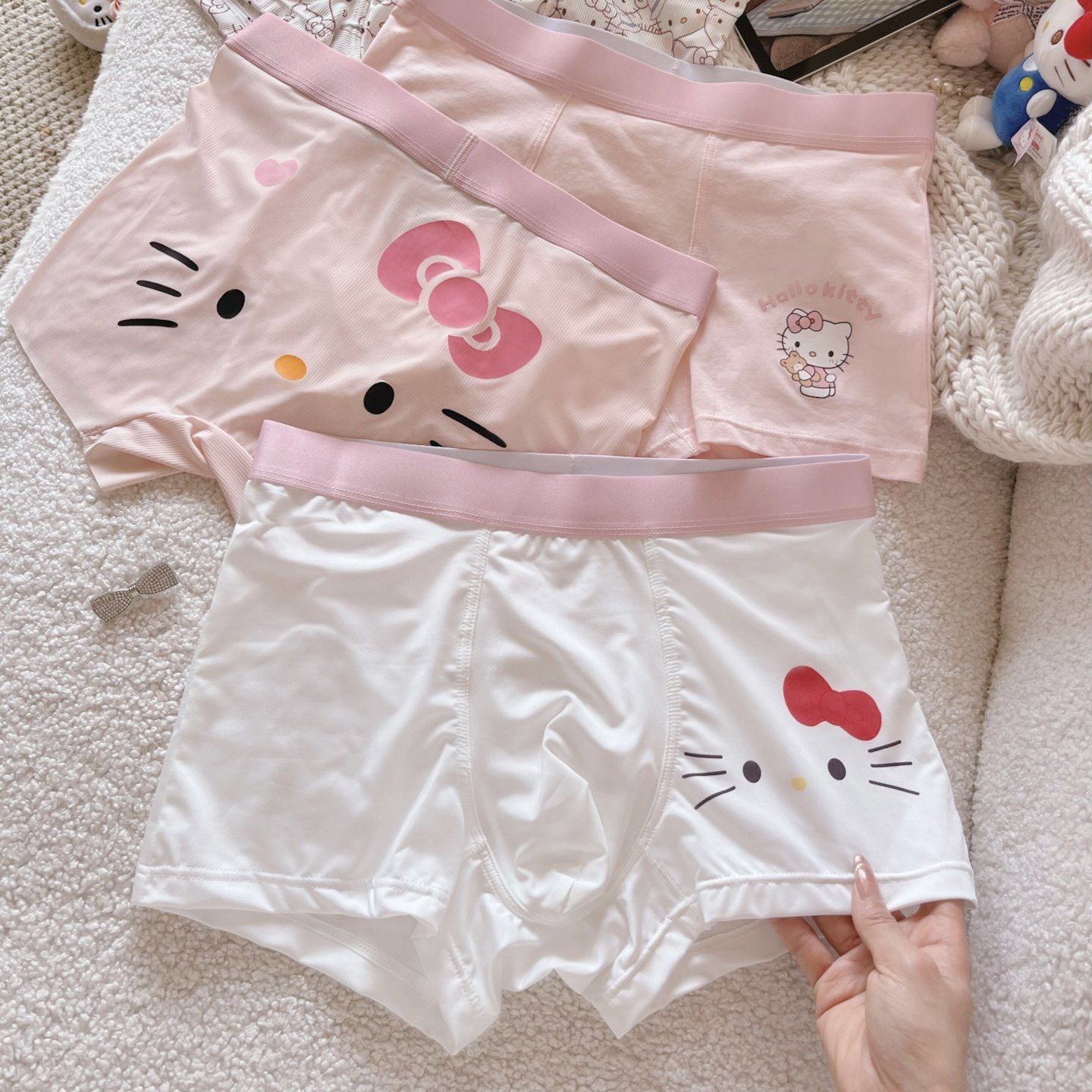 男友kitty～可爱日系卡通凯蒂猫印花甜美棉透气男四角内裤送礼物,女士内衣/男士内衣/家居服,男平角内裤,淘宝优惠券,粉丝福利购,淘宝优惠卷