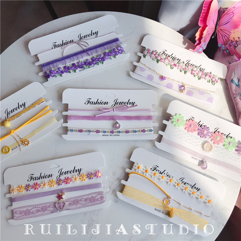 紫色星星空choker个性颈链少女心项链简约气质chic项圈锁骨链套装