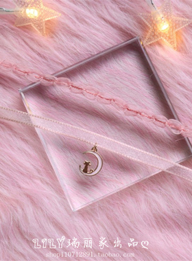 choker日韩风粉红色短款月亮项链
