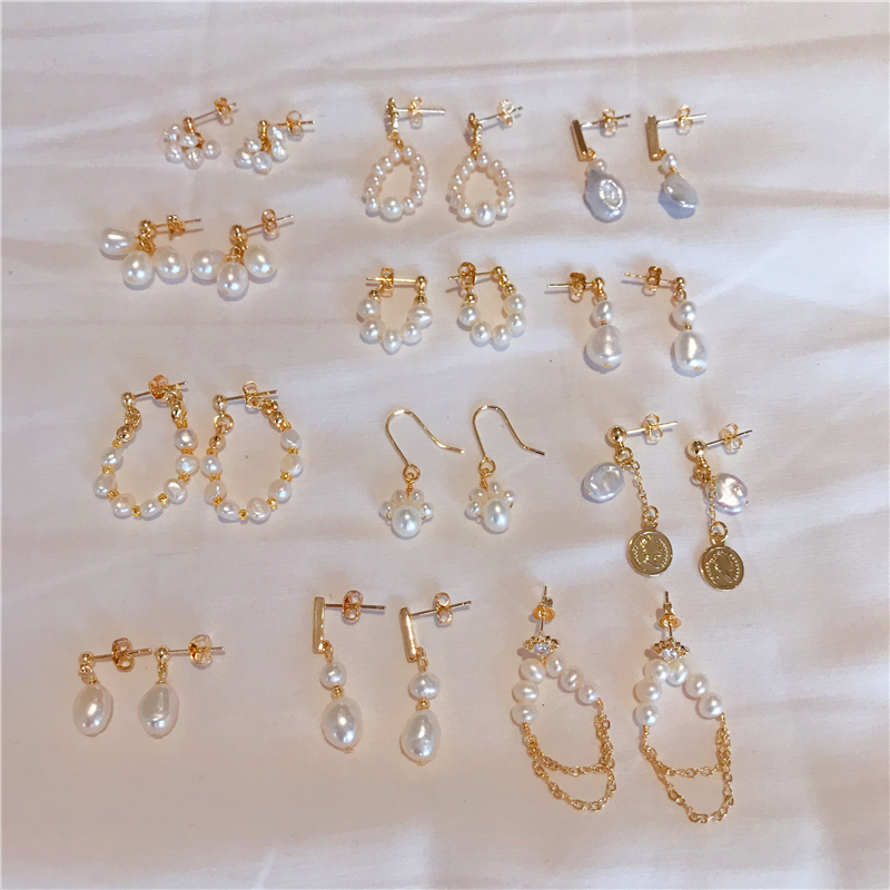 18k镀金天然淡水珍珠小众复古