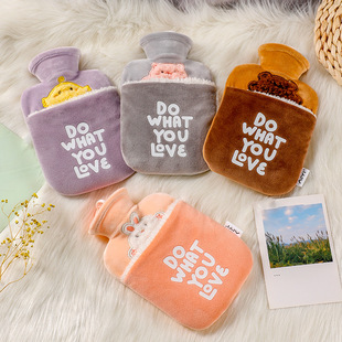 新款热水袋注水暖宝宝女生用热敷暖手宝可爱毛绒加厚暖水袋可插手