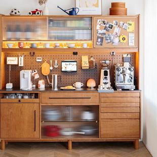 二黑木作 松鼠餐边柜2代 实木岩板樱桃木日式橱柜一体靠墙高柜