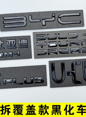 比亚迪宋PLUS黑化免拆覆盖款黑色车头前标贴车尾黑武士DMI改装EV