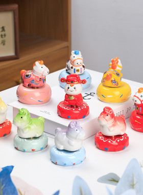 陶瓷创意摆件2026马年桌面装饰马上发财家居转转小摆件新年礼品