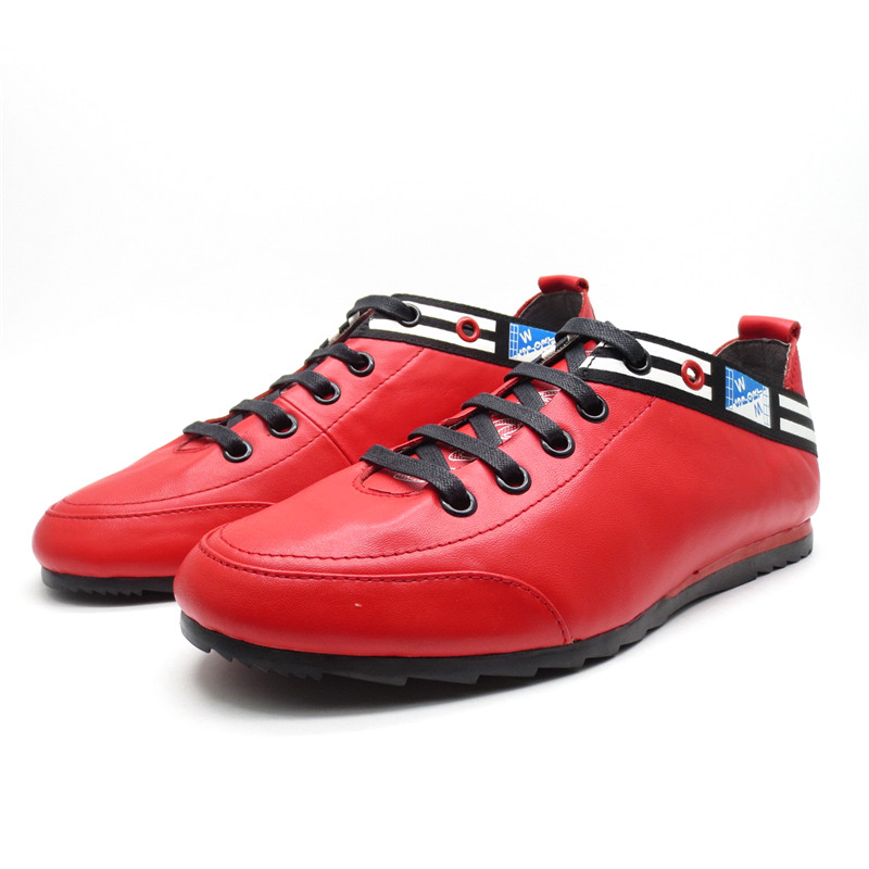 品牌男鞋休闲春季红色42码断码过季男单鞋防滑底系带男鞋F1205-11