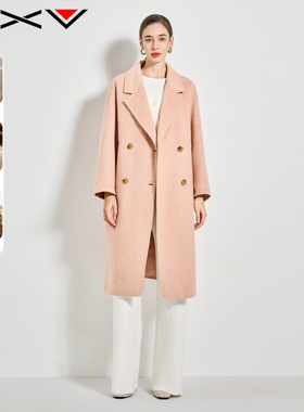 BXV双排扣双面羊绒大衣女中长款2025冬新款廓形双面呢外套101801