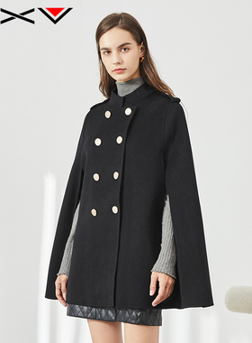 BXV斗篷双面羊毛大衣女披风2025秋冬小个子双面呢英伦高级感外套