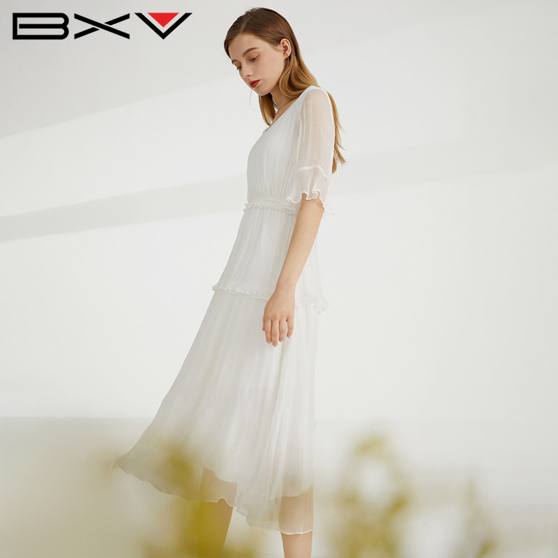 BXV甜美休闲风桑蚕丝连衣裙