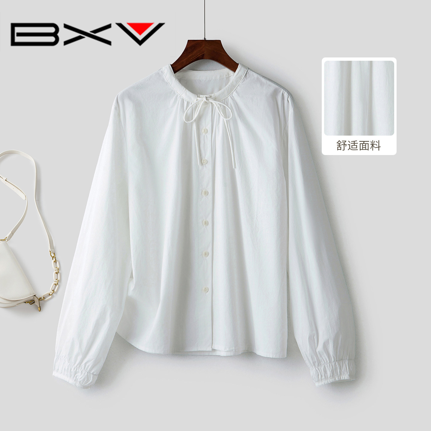 BXV韩系领蝴蝶结灯笼袖衬衫女