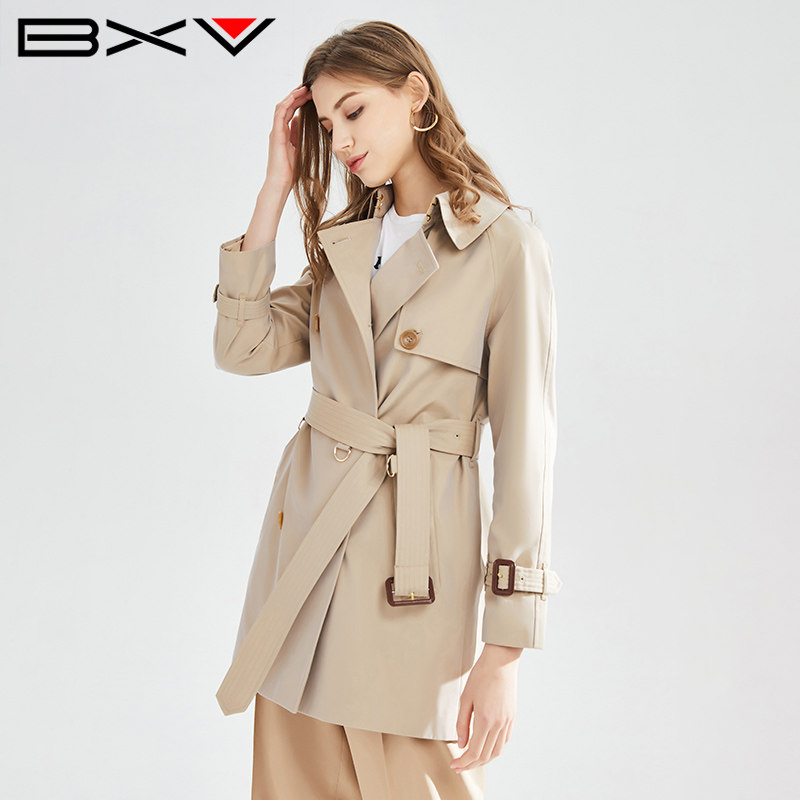 卡其色系带风衣女中长款2023秋新款小个子时尚休闲宽松外套英伦风