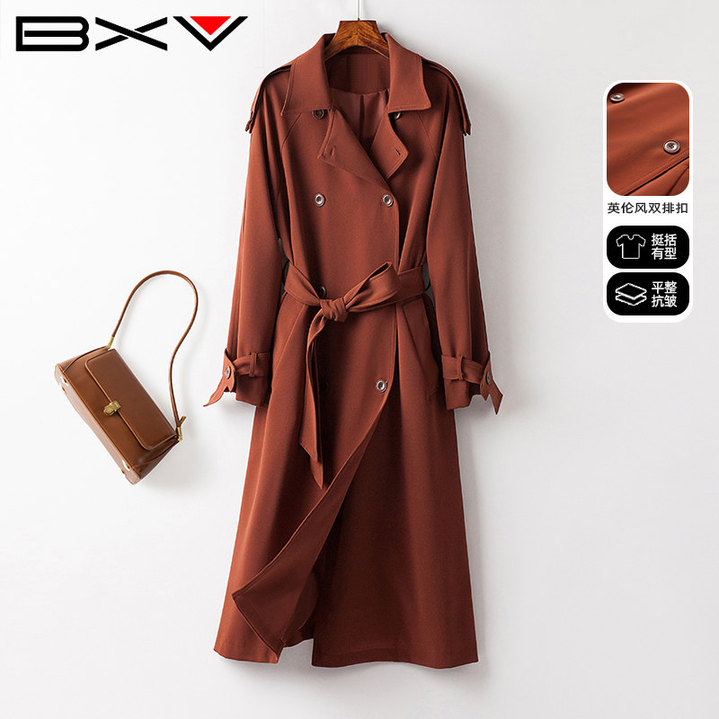 BXV系带风衣女中长款2026春季
