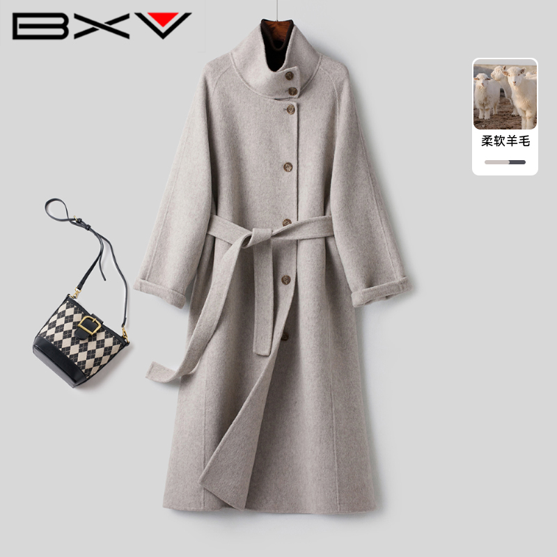 BXV气质感立领中长款羊毛大衣