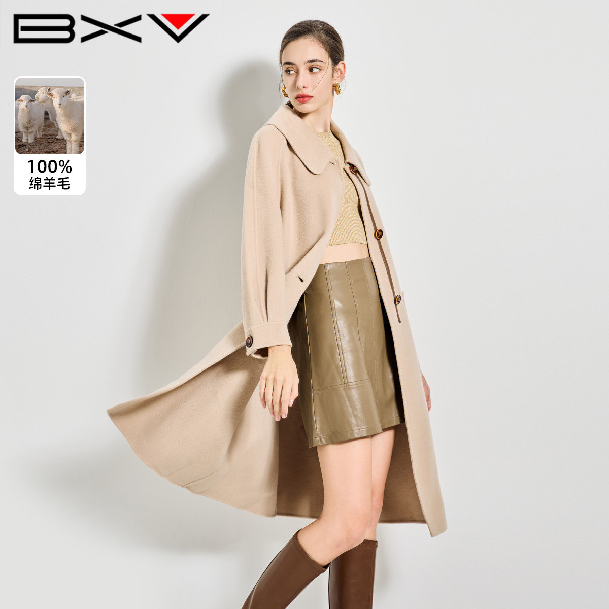 BXV减龄娃娃领双面羊毛呢大衣