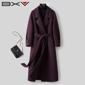 新款 BXV系带双面羊绒大衣女中长款 2026年春季 澳毛双面呢外套静奢